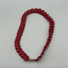 Retro Necklace Plastic Red Disc Bead Necklace Vintage Rockabilly 39cm
