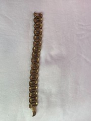 Vintage Handpainted Enamel Floral Rose Bowl Chain Bracelet 6.5 in