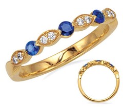 .34CT DIAMOND & AAA SAPPHIRE 14KT YELLOW GOLD 3D MARQUISE SHAPE ANNIVERSARY RING