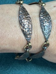 Vintage Maya Mexico Men Or Women’s Hammered Copper Bracelet 8.5”large Wrist 30 g