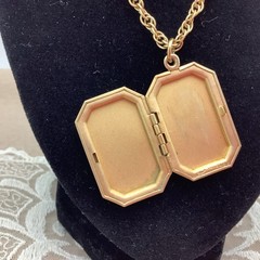 Carla Signed 14K 1/20th Gold Plated Brushed Etched Photo Locket Necklace
