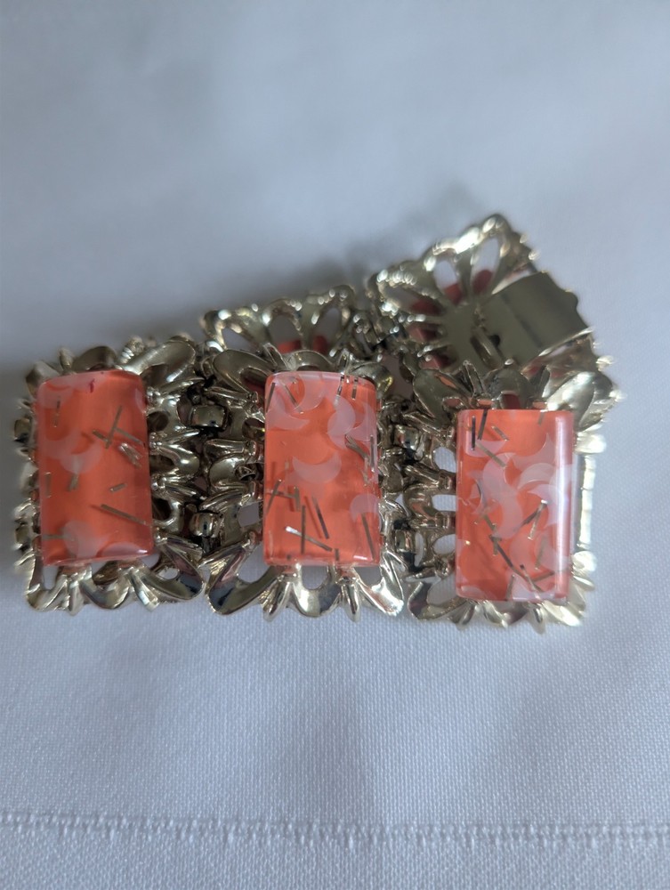 Moon Confetti Lucite Bracelet Mid-Century Retro Modernist Eames Era