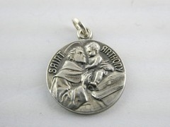 Vintage Silver Filled Saint Anthony Religious Medal Pendant Charm 3.7g 17mm Diam