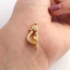 1 PC Pave Diamond Lobsters Over Yellow Gold – Double Sided Diamond Clasp 21mmx10