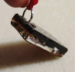 Fantastic! MURANO 1.5″ Black, Orange, Gold Halloween Toned Glass Pendant!