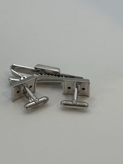 Vintage Anson Freemason Masonic Cufflinks Tie Bar Set Black Enamel Original Box