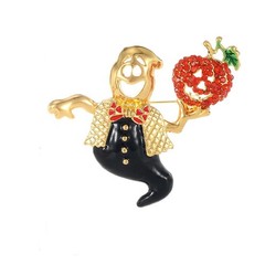 Pumpkin Ghost Waiter Brooch Pin for Women Men Gold Plated Fashion Enamel Hall…