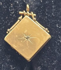 Antique Wightman & Hough (W&H Co.) GF locket w/ etched monogram and paste stone