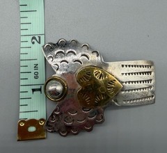 Vintage Mexico 925 Sterling Silver & Brass Angel Heart Pin Brooch Pendant 13.57g