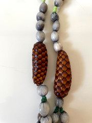 Hawaiian Beads & African Seed Pod Necklaces Vintage 1970s Lot of 2