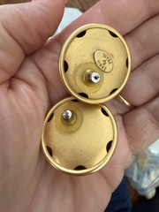 Vintage Erwin Pearl Brushed Gold Tone Statement Runway Pierced Earrings