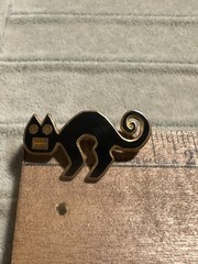 Vtg 1985 MMA Signed Enamel Peruvian Black Cat Pin Brooch
