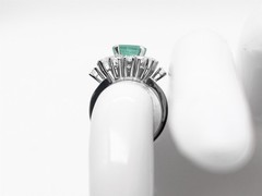 Vintage 1950s $7000 3.50ct Colombian Emerald VS H Diamond Platinum HALO Ring 7g