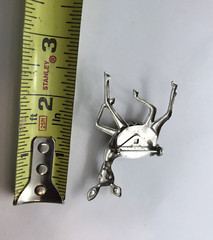 Vtg Deer Brooch Pin Rhinestone Eyes Fossil Cabochon Woodland Animal silvertone