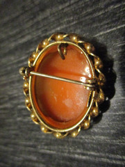 Antique Victorian Gold Filled GF Carved Shell Cameo Lady Portrait Brooch Pin!