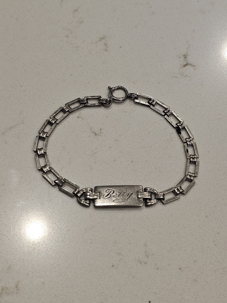 Vintage 1940s-1950s Sterling Silver Bracelet BETTY LIL Signed