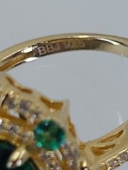 JTV Designer BBJ Gold over Sterling 925 Green Cubic Zirconia Ring Size 5