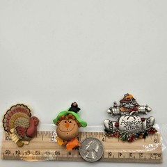Thanksgiving 3PC Brooch Set Turkey Scarecrow Autumn Fall Polymer Clay Cute Fun