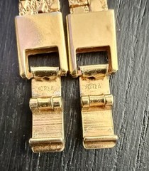 Gold Tone Flat Nugget Style Vintage 18″ Necklace &Bracelet Made In Korea 1980’s