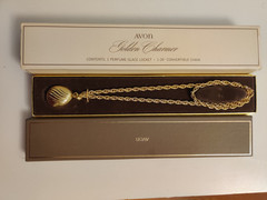 Vintage Avon “Golden Charmer” Perfume Locket Necklace/Bracelet New in box! 1968