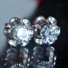 14k white gold earrings 0.50ct natural diamond screwback flower stud 1.95g N3762