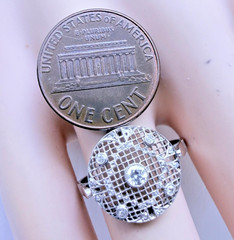 Antique Platinum Art Deco Diamond Cocktail Ring 37 Natural Diamonds Pavé Size 8