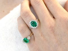 Antique 1.87Ct Zambian Emerald and 0.68Ct Diamond Platinum Dress Ring Circa 1935