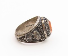 925 Sterling Silver Vintage Ring JOSTENS Citrine Panthers Class Sz 9.5 RG36704