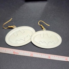 Fun Funky Vintage 80s 90s Earrings ` Batman Bat Man Signal DC Comics Eighties