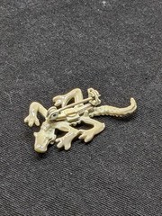 Vintage Alligator Brooch Iridescent Ivory Enamel Crocodile Reptile Lizard Pin