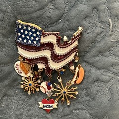 Lunch at the Ritz Brooch LatR2Go American Flag Apple Pie Baseball Pendant USA