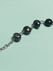 Peacock Baroque Pearls Necklace Dark Purple/Blue/Grey-Vtg 17.75″Sterling Silver
