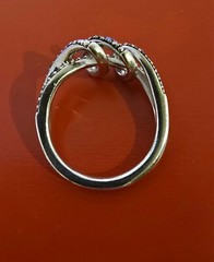 Vintage Signed SUN Sterling Black & White Diamond Ring Size 7