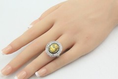 Contemporary Vermiel Sterling Silver Yellow CZ Ring Sz 5