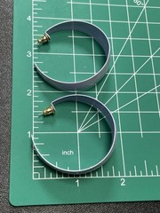 Vintage 1.8” Purple Textured Enameled Metal Hoop Earrings