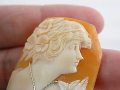 Antique Art Nouveau Shell Loose Cameo Habille Old Mine Diamond 45mm x 33mm Size