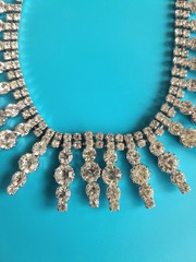 Beautiful Vintage Sparkling Multi Rhinestone Necklace Choker 15 in