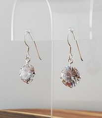 VTG 925 Lead Crystal 1in Drop Earrings Sterling Silver 2gtw Brilliant Faceted