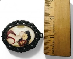 Retro Art Nouveau Revival Portrait Under Glass Pendant