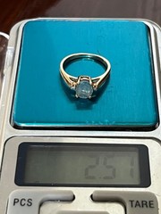 14k Natural Sky Blue Topaz Feather Mineral Inclusions 1960’s 14K Gold Ring 2.51g