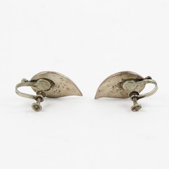 Vintage Sterling Silver Abalone Leaf Screw-Back Earrings
