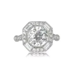 3Ct Art Deco Style Round Cut Lab Created Diamond 925 Silver Anniversary Ring