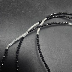 JTV Black Spinel White Topaz Necklace Rhodium Sterling Dainty India Jewelry