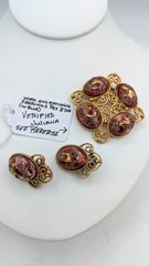 Vintage JULIANA Earring Brooch SET Stippled Egg Spring VERIFIED