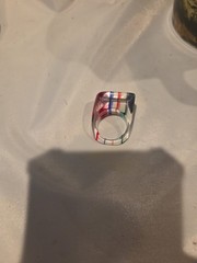 Vintage Geometric Lucite Clear Plastic Multicolor Midcentury Ring Size