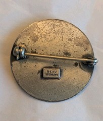 BEAU Sterling Silver Elephant Brooch Pin Vintage Animal Textured Round 7g