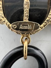 (Only Set) VTG 5″Lx0.8″W Amlé Lucite Hand-painted Dangle Push-on Earrings Italy