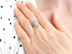 Art Deco Style 2CT Round Lab Created Diamond Cocktail Wedding 14K Gold FN Ring