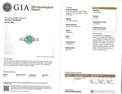 Fine 0.84ct GIA Colombian F1 Emerald & 0.30ct Diamond Platinum Ring Size 6.75