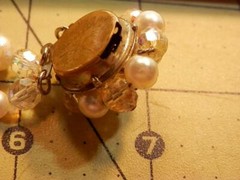 Gorgeous Vintage 1960’s Fancy Clasp Crystal Flower Faux Pearl Bracelet 836JL9